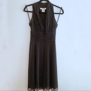 👛2for$20 Evan-Picone Black Mesh /White Dot Dress